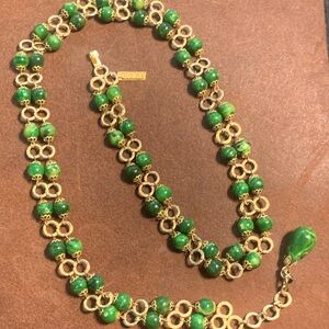 Vintage Givenchy Bakelite jewelry Givenchy belt with green Bakelite signed art